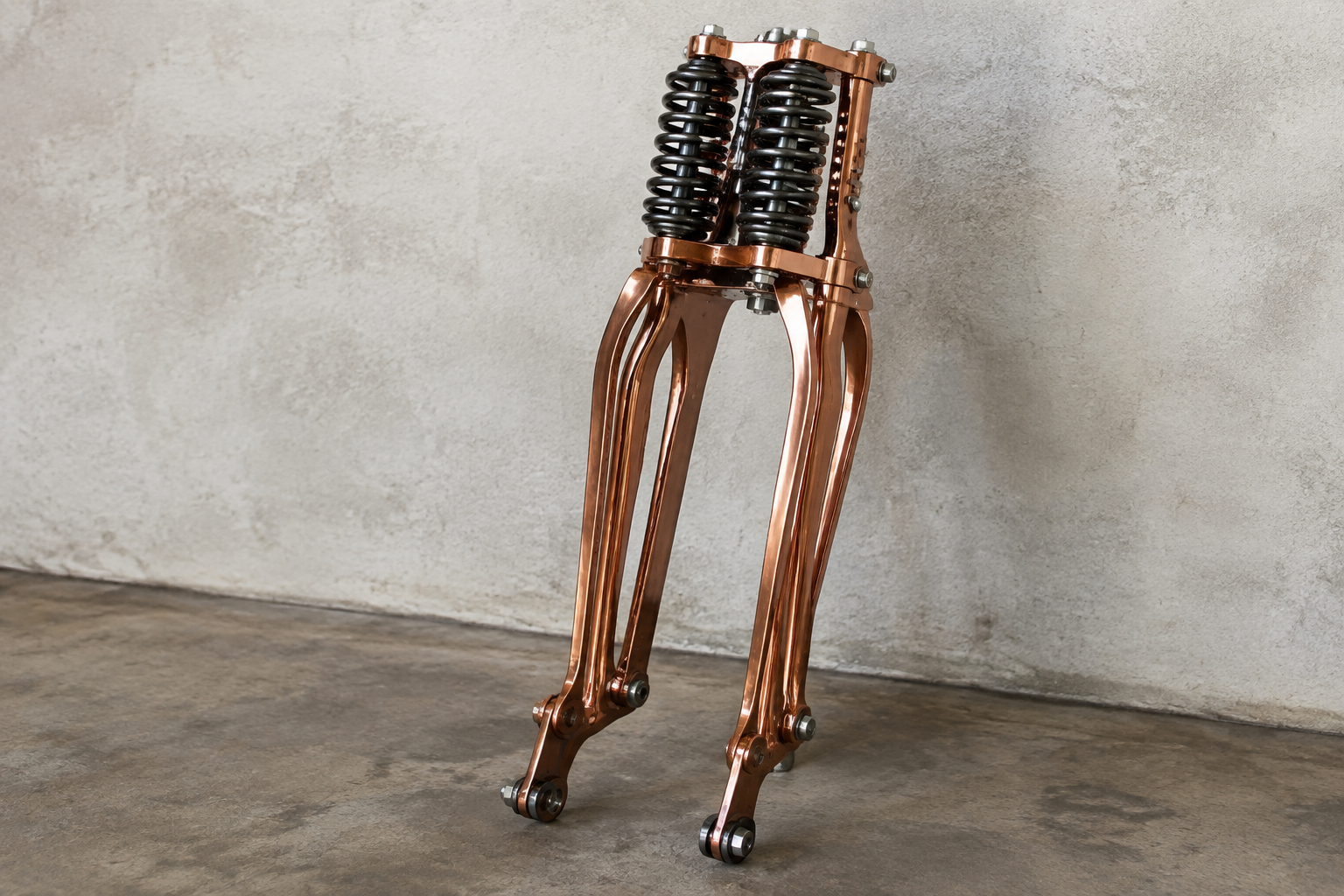 Copper plated Indian Chief style leaf spring fork assembly