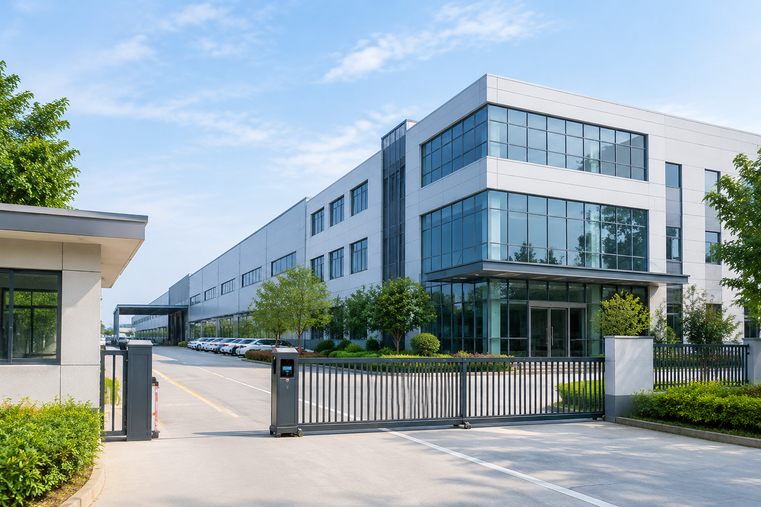 Front entrance of the Apes Technology factory and office building