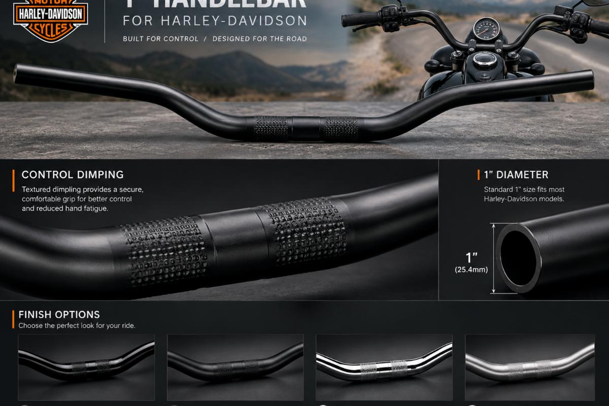 1" handlebar for harley-davidson showing control dimpling and finish options
