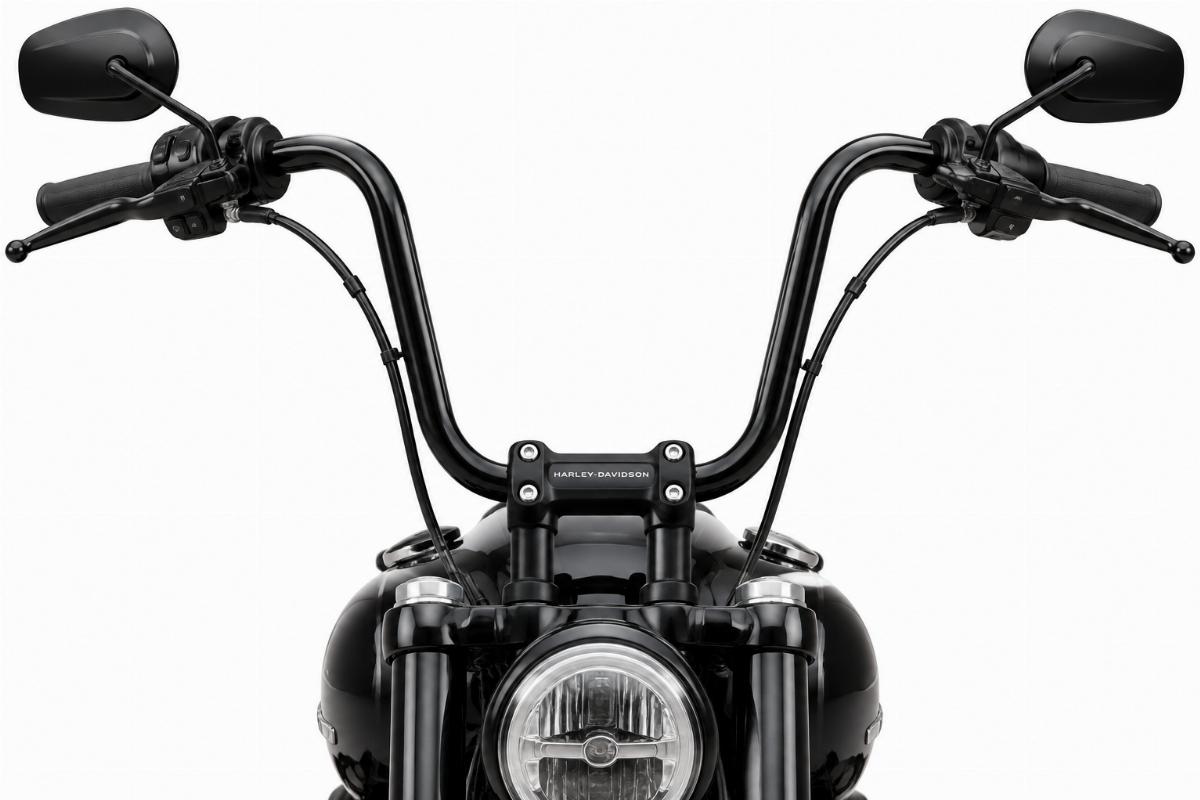 1" narrow apes handlebar for harley-davidson front view showing riser clamp area