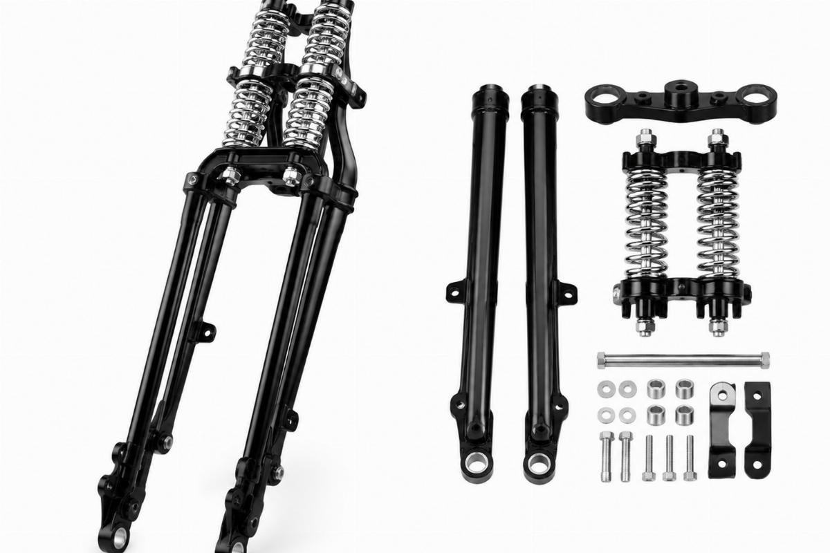 18" custom springer fork kit black finish with chrome springs