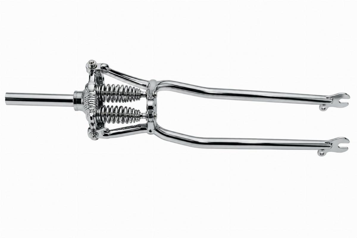 18" inline spring fork assembly chrome finish side view
