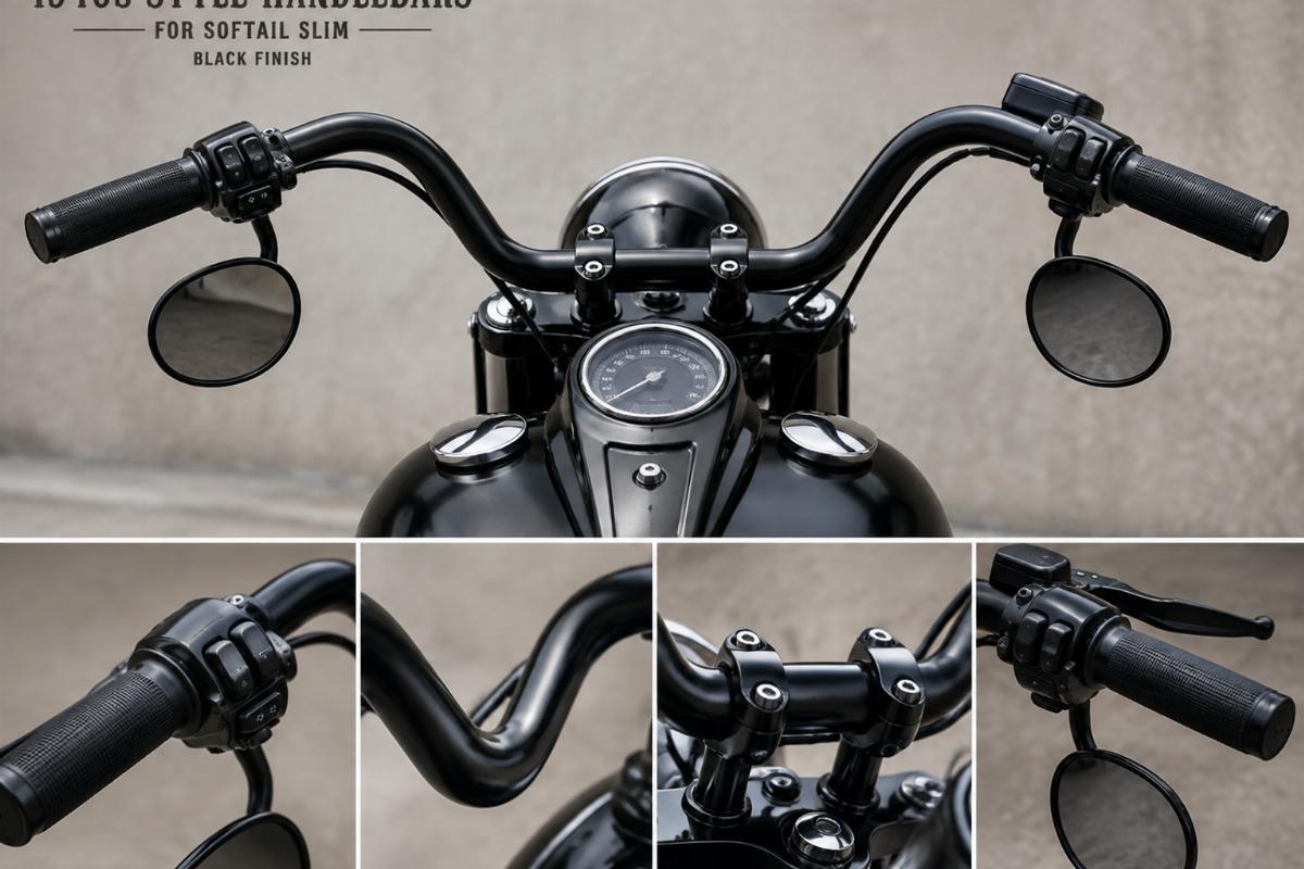 1940s style handlebars for softail slim black finish detail view