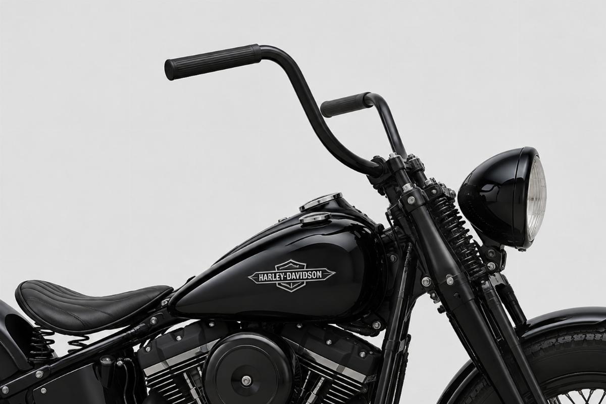 1940s style handlebars for softail slim black finish side view