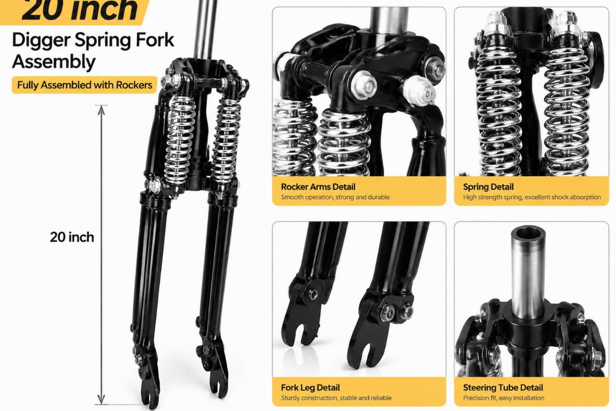 20 inch digger spring fork assembly fully assembled with rockers detail