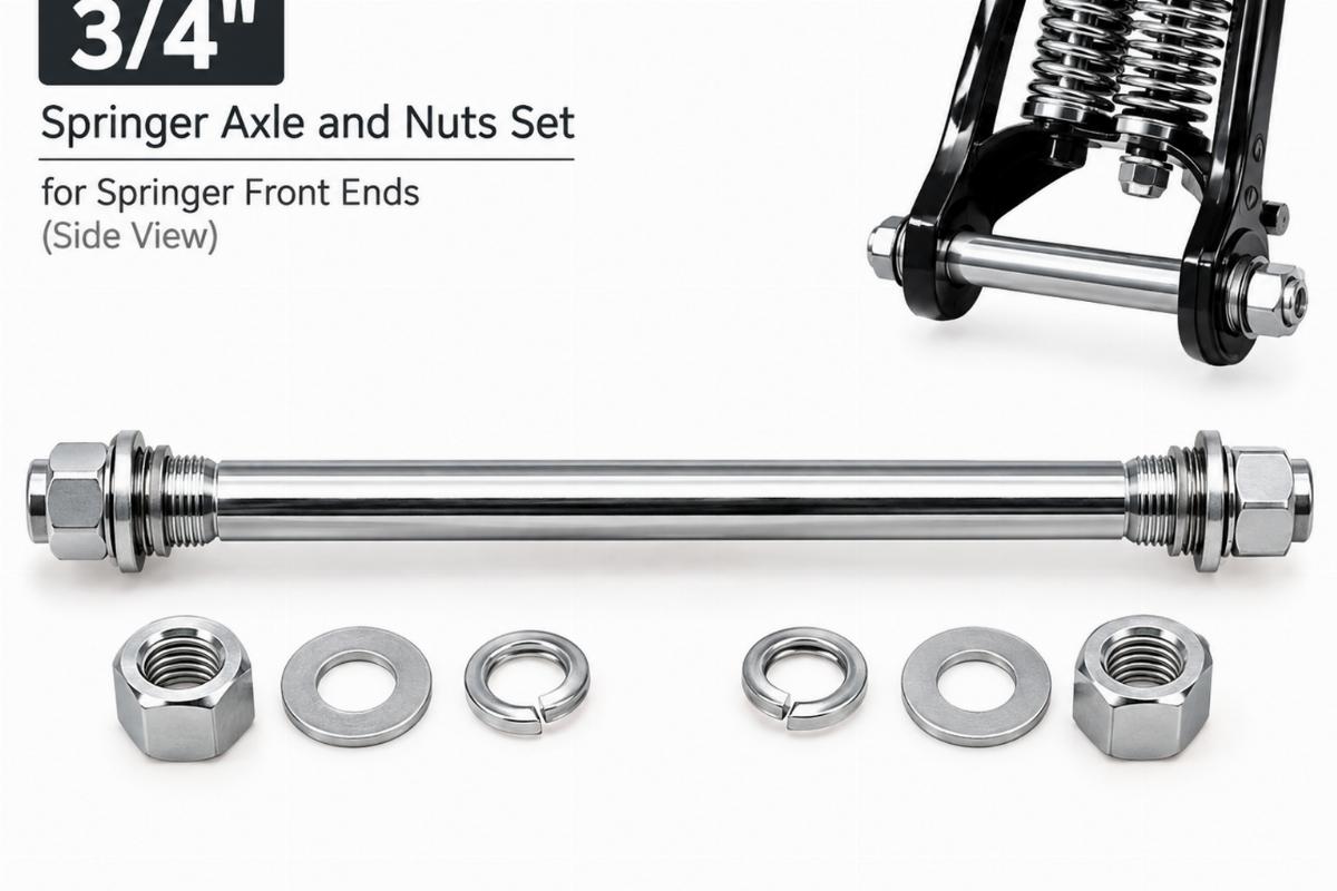 3/4" springer axle and nuts set for springer front ends side view
