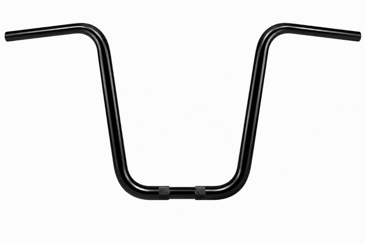 Black 1-1/4 inch ape hanger handlebars for custom use front view