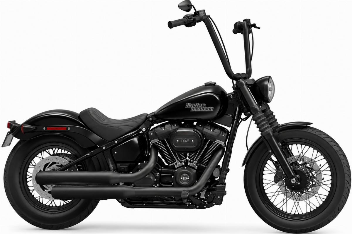 Black finish 16 inch rise ape hanger handlebars for harley-davidson side profile view