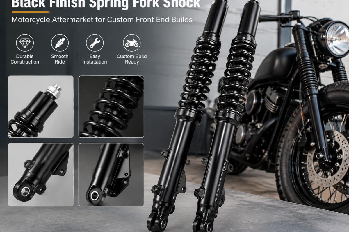 Black finish spring fork shock motorcycle aftermarket for custom front end builds