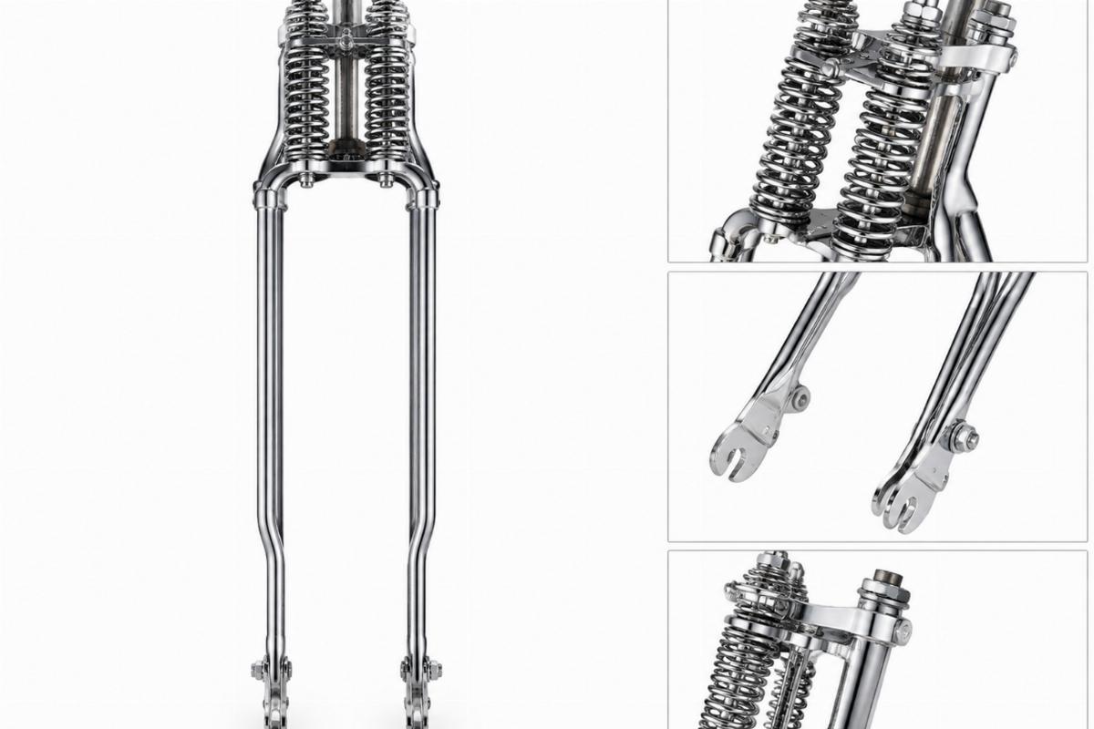 Chrome 23" narrow springer fork assembly for custom springer front end view