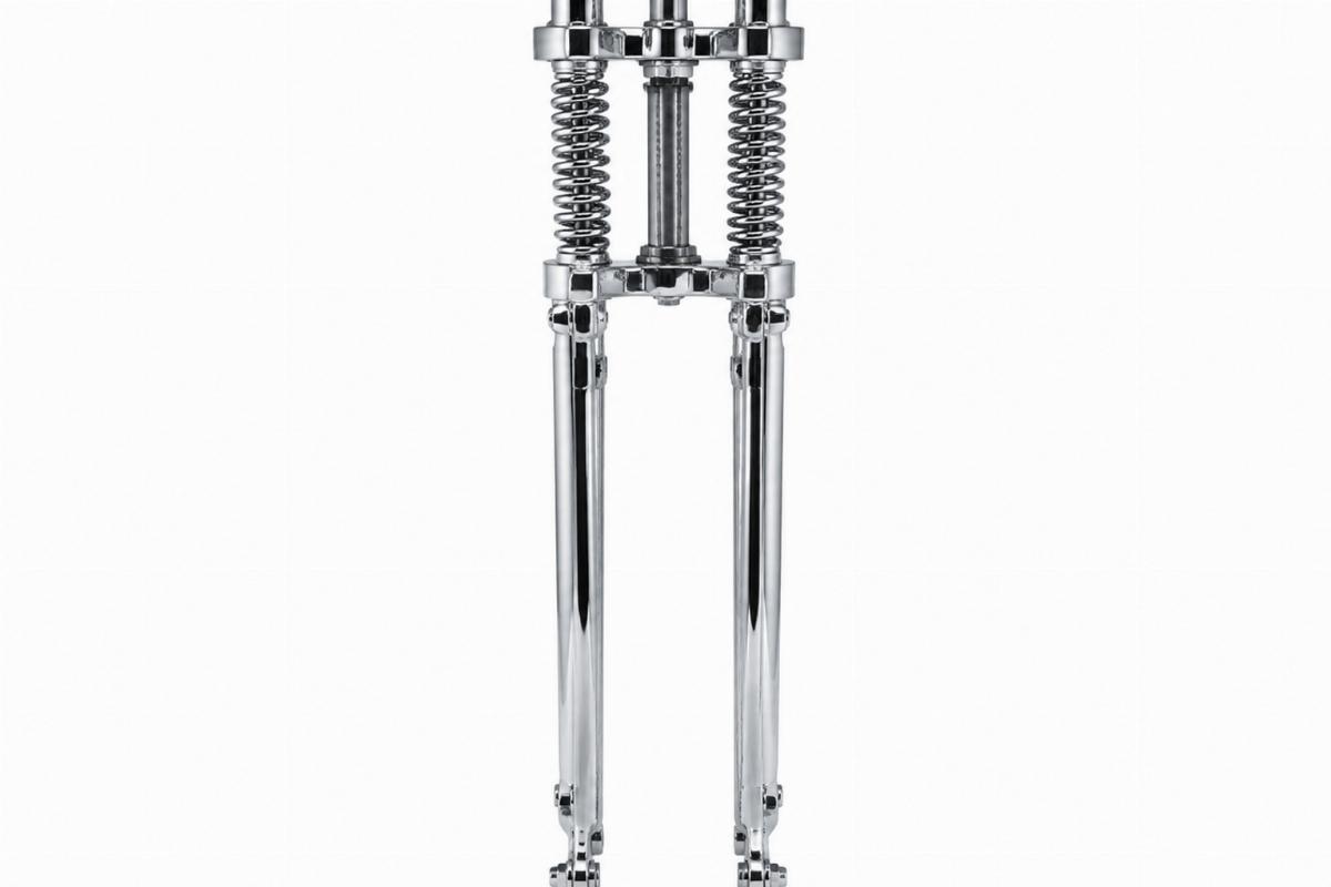 Chrome 24 inch narrow spring fork assembly inline triple tree view