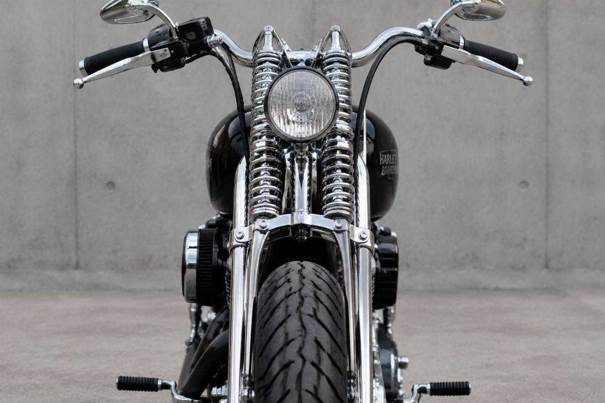 Chrome custom springer fork for harley-davidson sportster front view