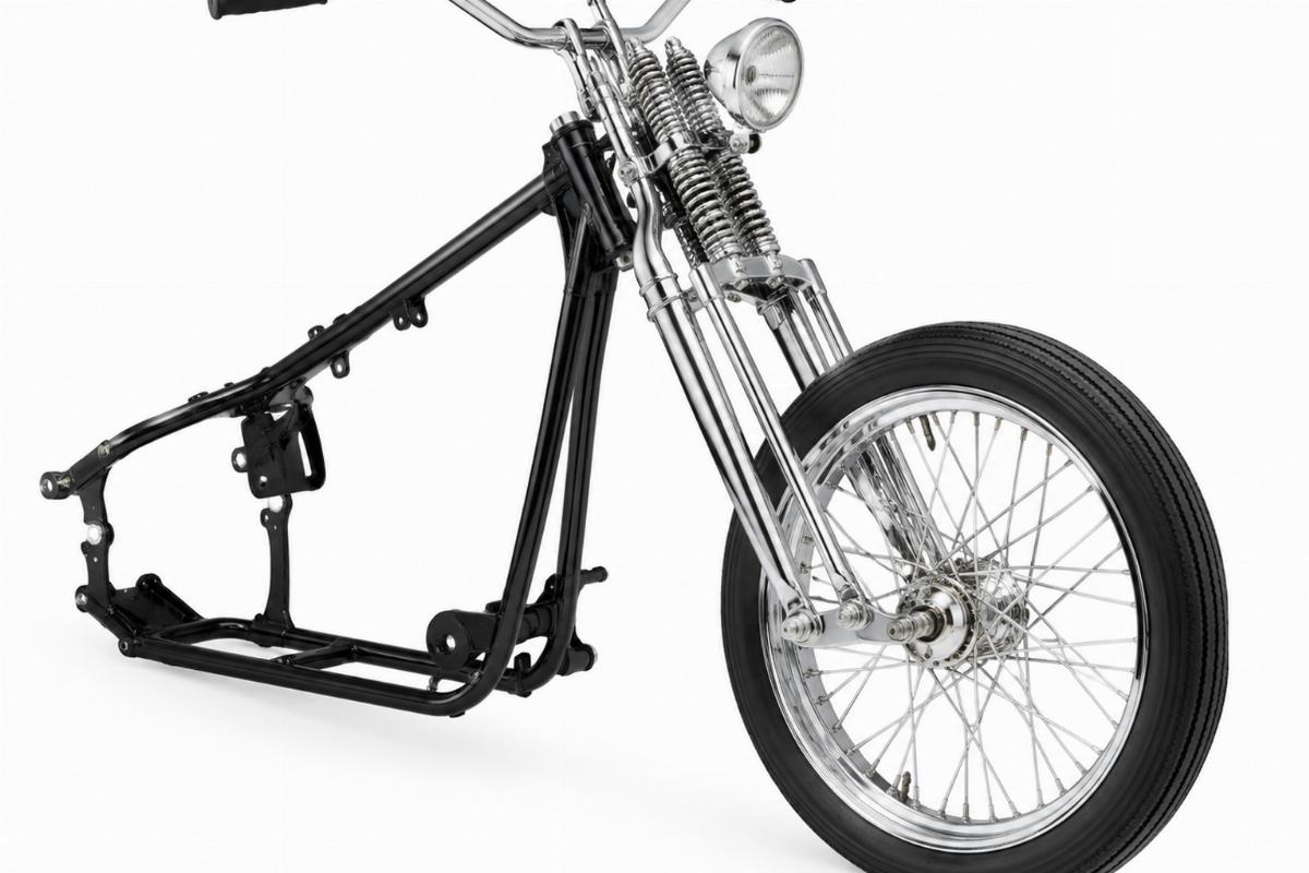 Chrome custom springer front end for softail fxst full assembly view