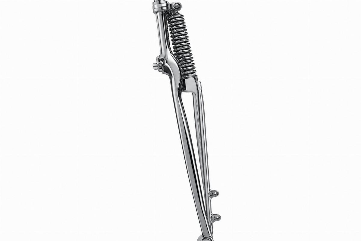 Chrome front spring fork leg for FLSTS side view