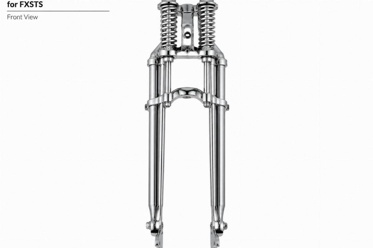 Chrome inline spring fork assembly for FXSTS showing front view and all chrome finish