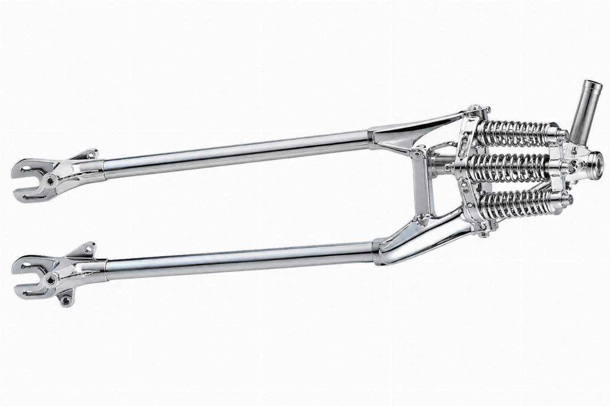 Chrome inline spring fork assembly for fxsts side profile view