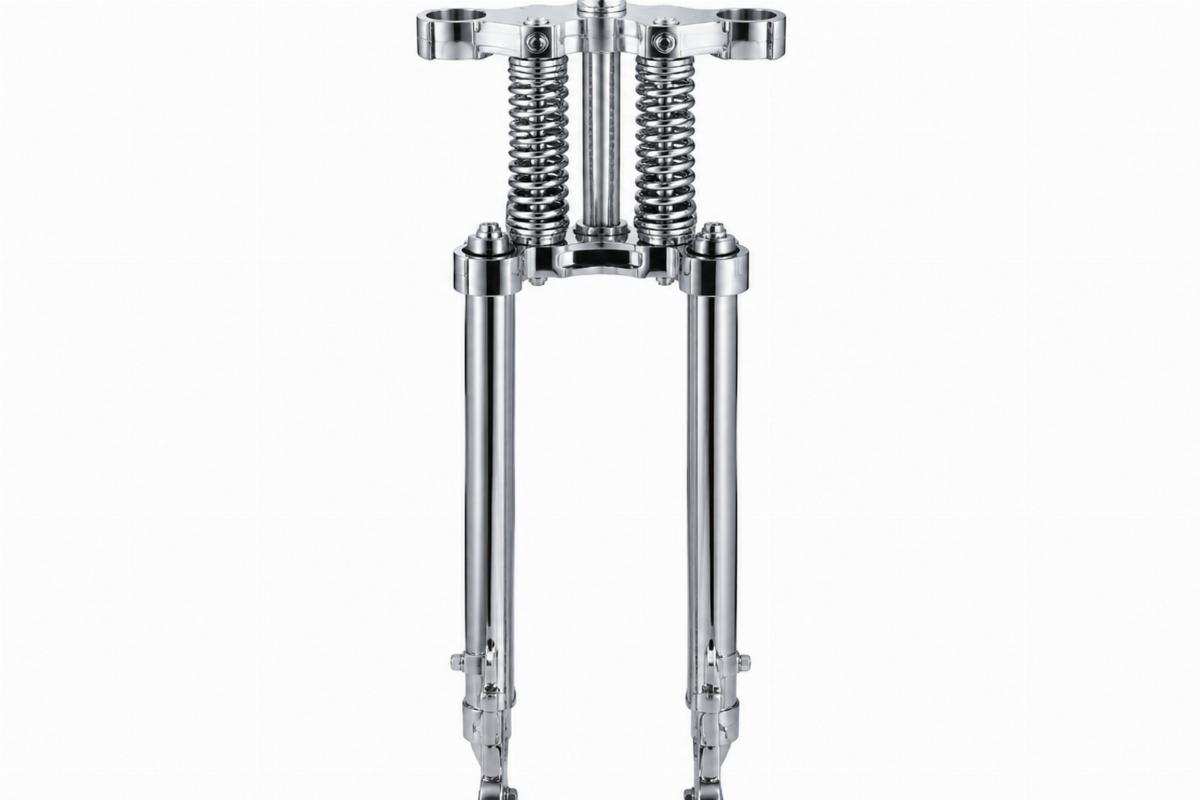 Chrome inline triple tree for springer forks front view