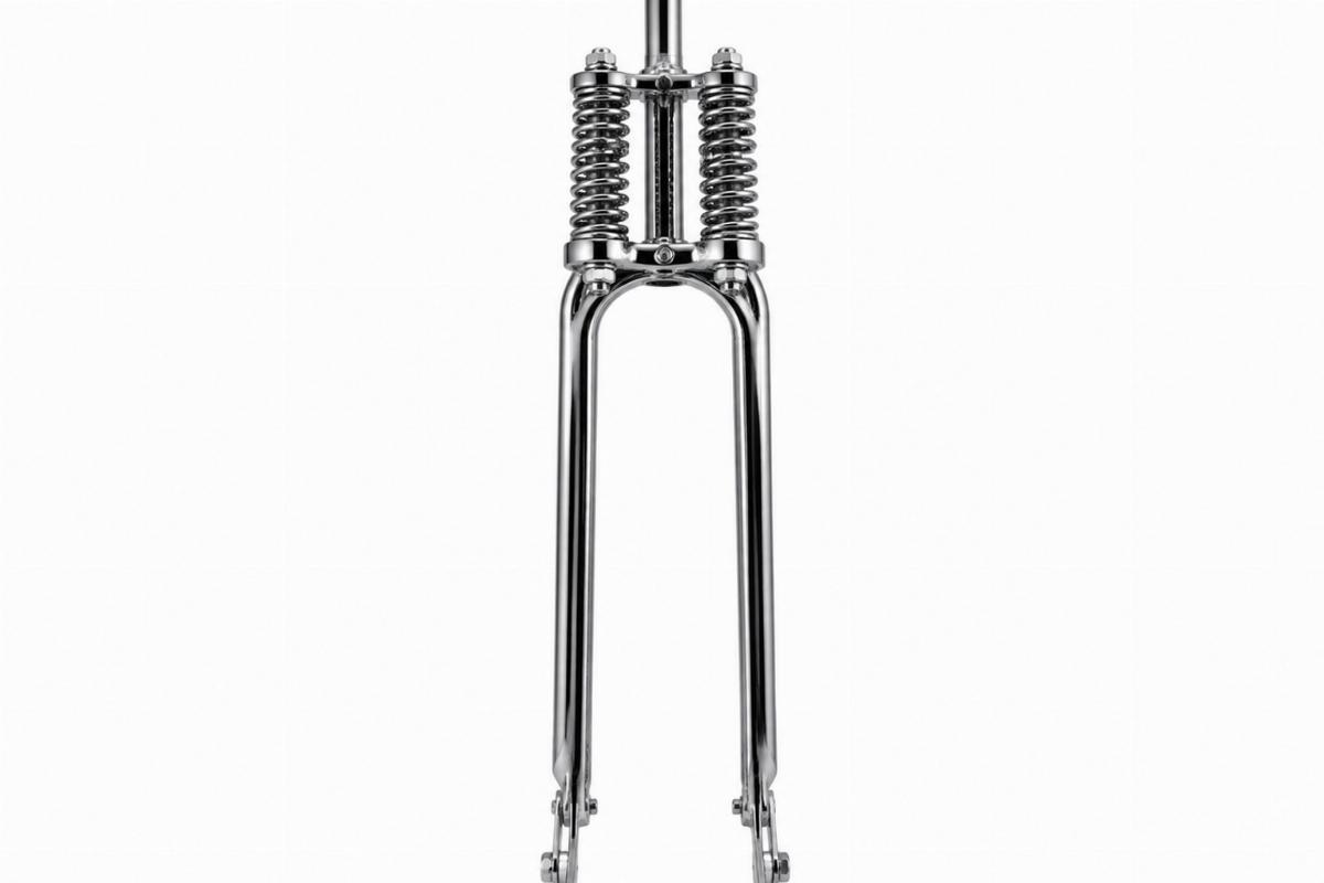 Chrome narrow springer fork assembly 27 inch front view