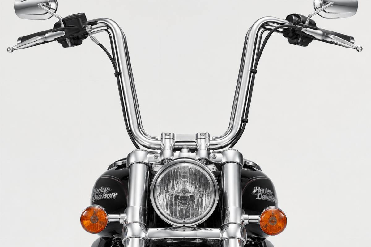 Chrome plated 14 inch rise ape hanger handlebars for harley-davidson front view