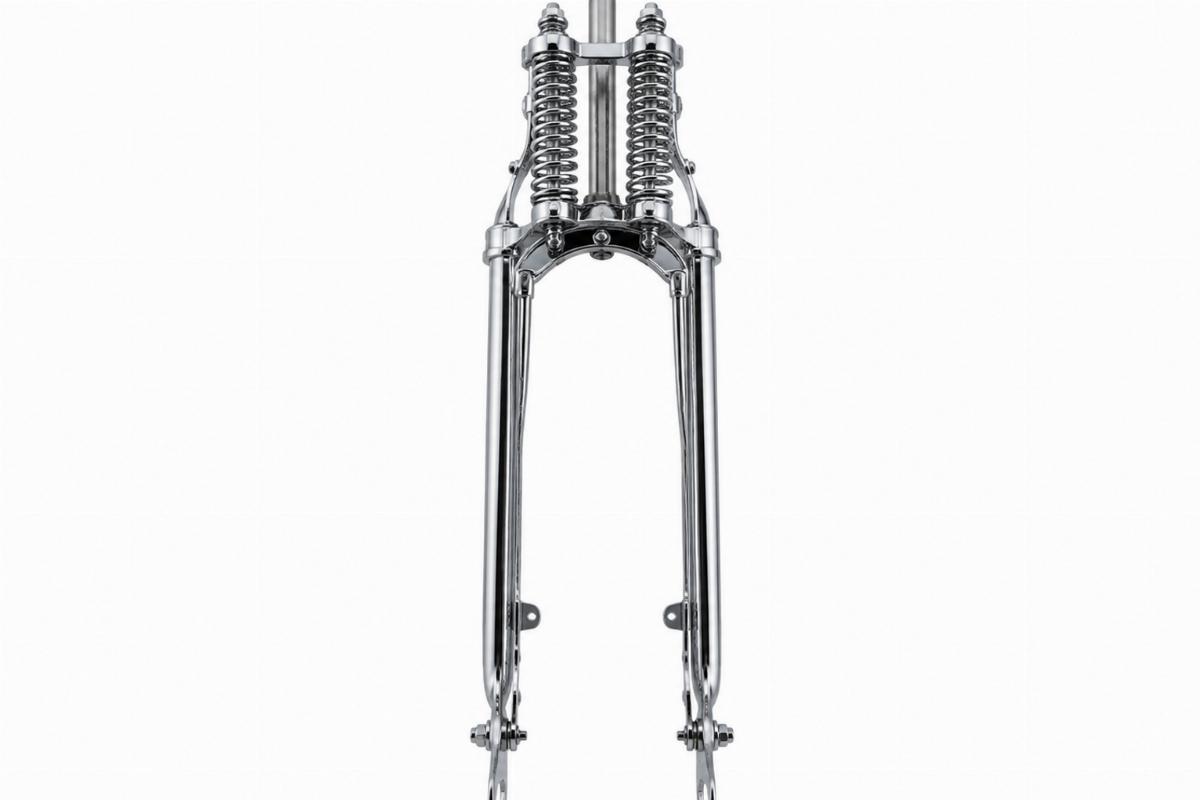 Chrome plated 22 inch custom springer fork for vintage fl and sportster front view