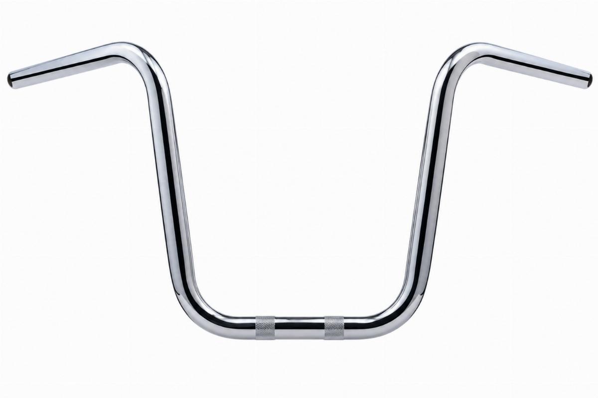 Chrome plated ape hanger handlebars for pre-1982 showing smooth inner section