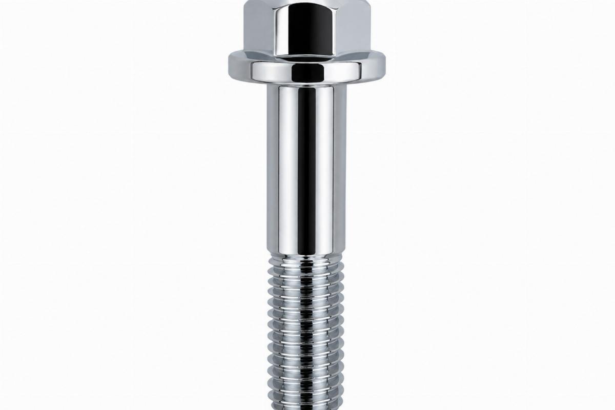 Chrome plated fork tube upper bracket bolt for big twin front view