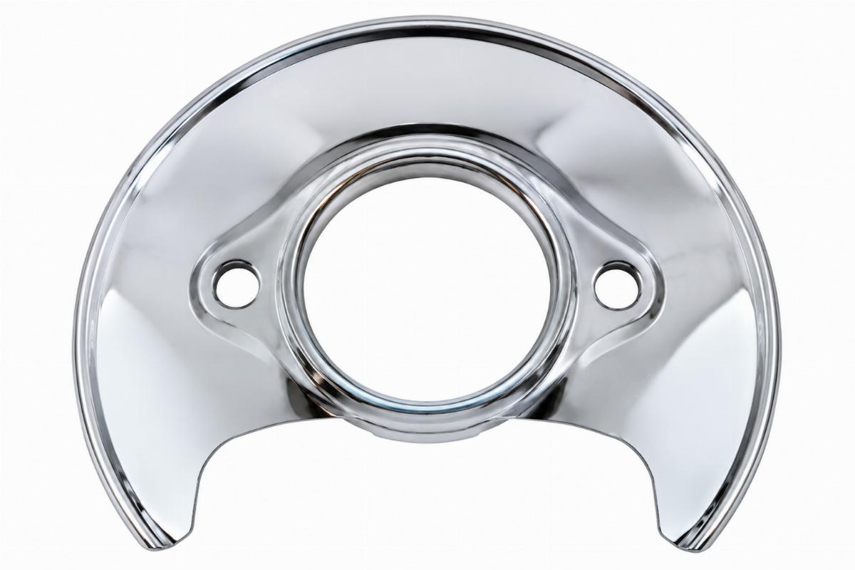 Chrome plated lower bearing dust shield for big twin front view