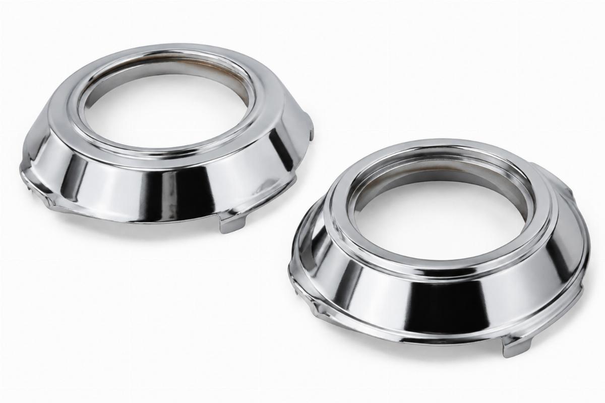 Chrome plated upper and lower bearing dust shield set for big twin steering head