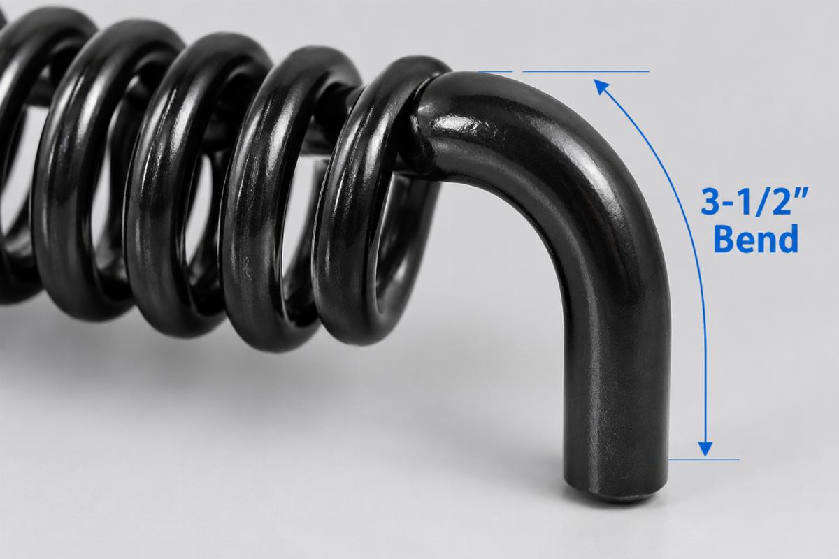 Close-up detail of the 3-1/2" bend on the black lower buffer spring