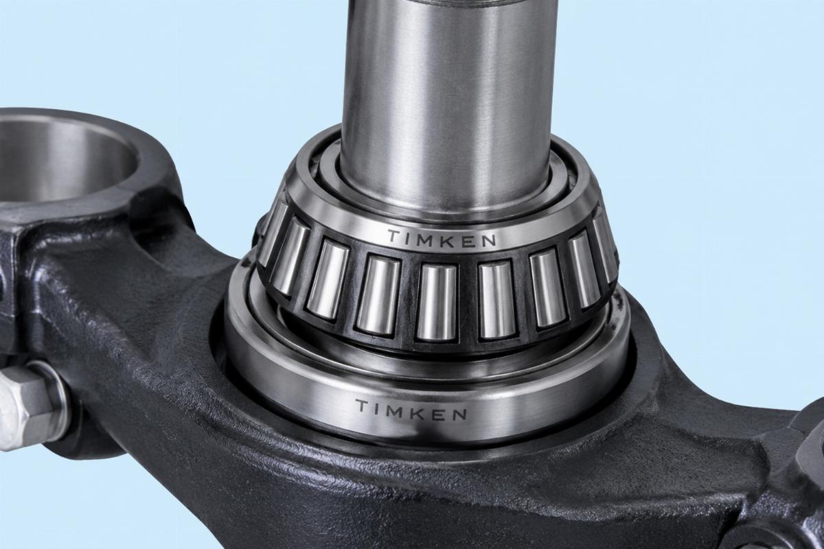 Close up of 1 inch steering stem and Timken bearing assembly