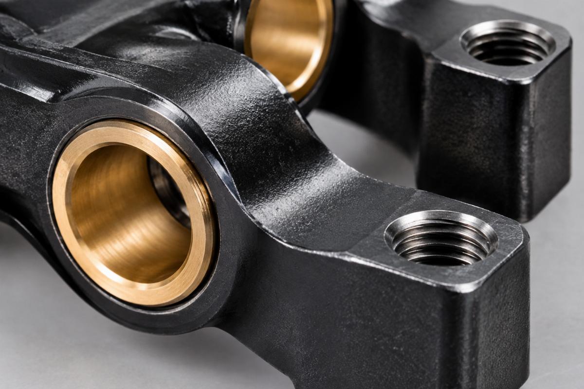 Close up of bronze rocker bushings and 1/2-20 riser mount threads