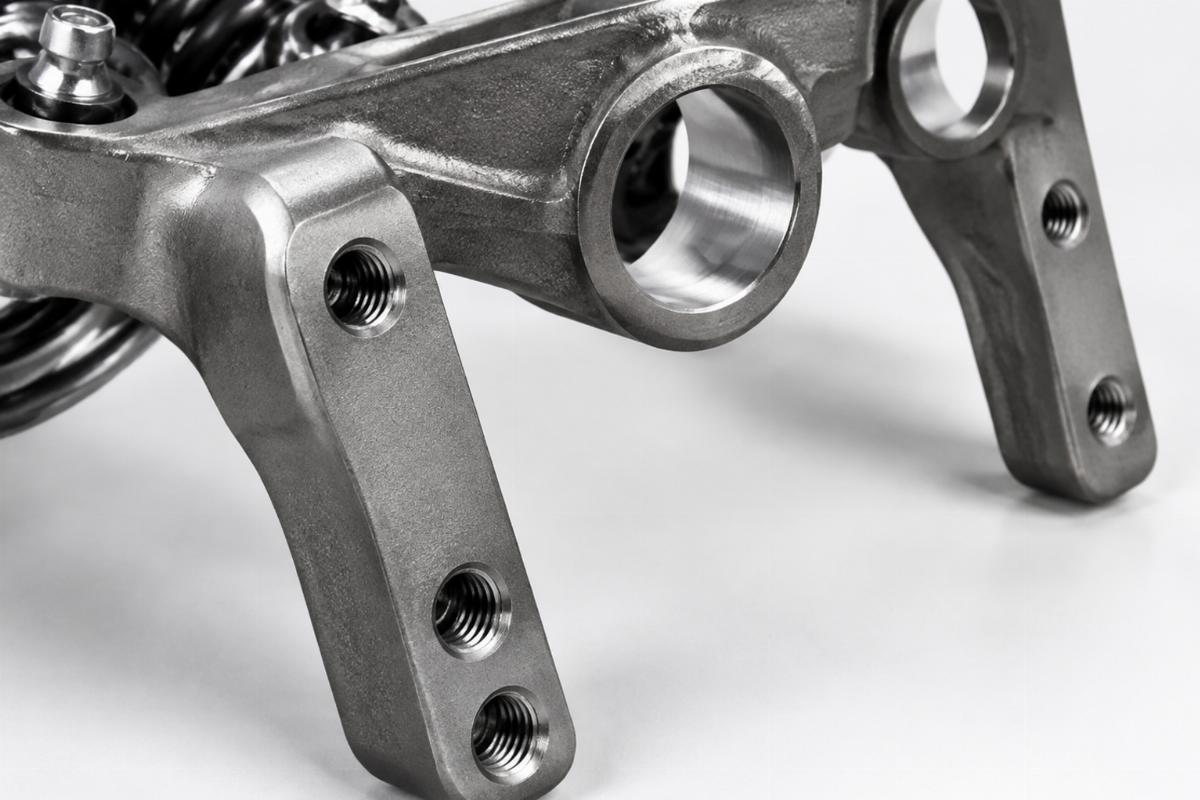 Close up of drilled and tapped legs and 3/4 inch axle hole on springer rockers