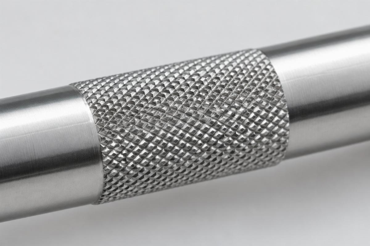 Close up of knurled center section and smooth ends