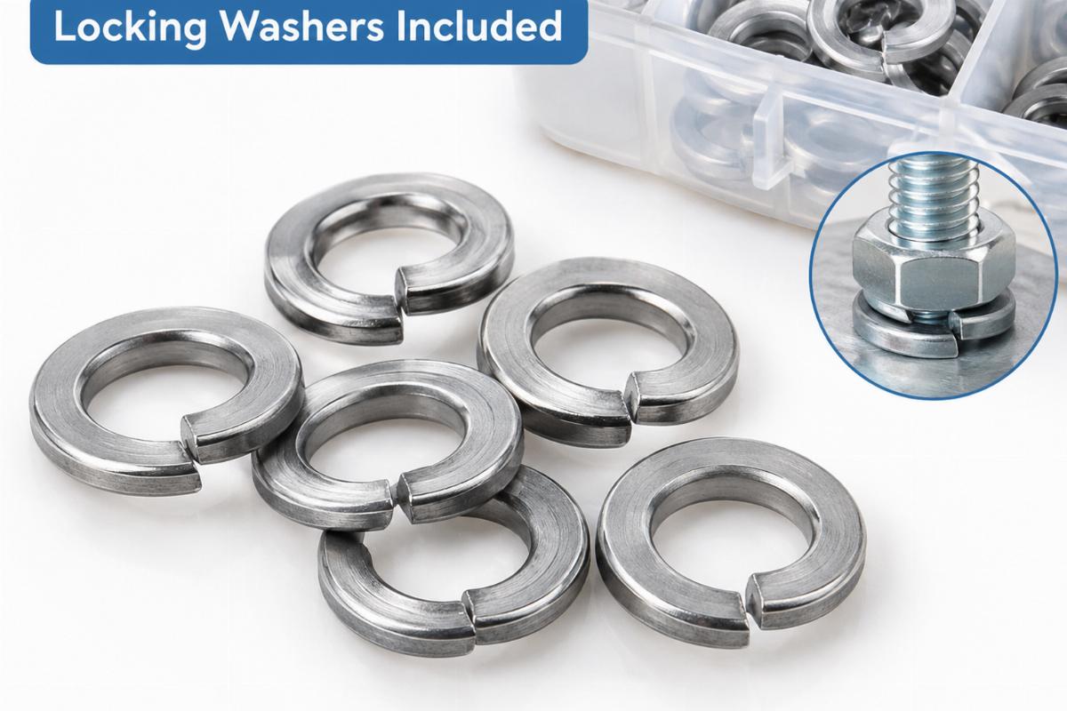Close up of locking washers included in the kit