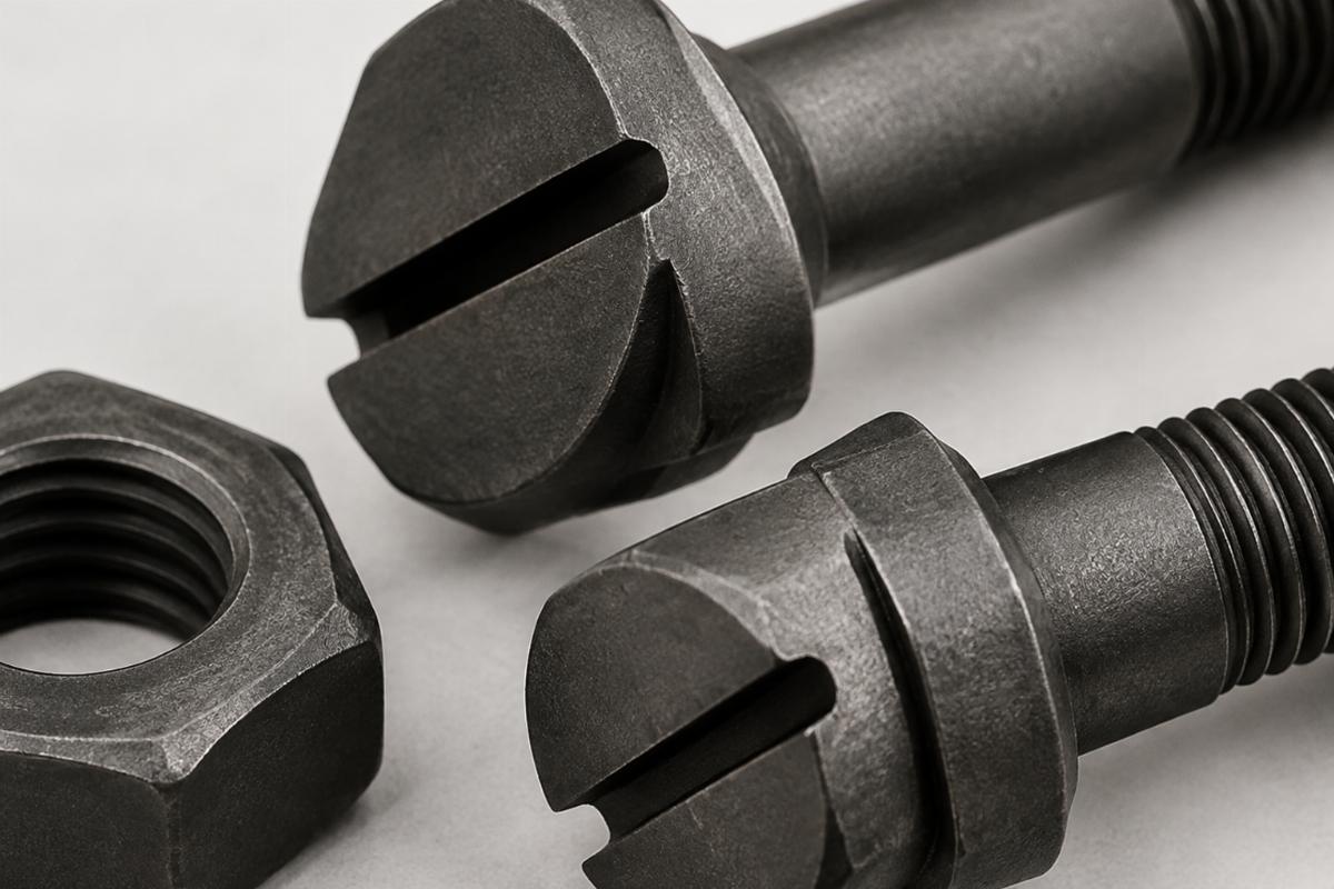 Close up of parkerized hardware and slot details on the rocker stud set