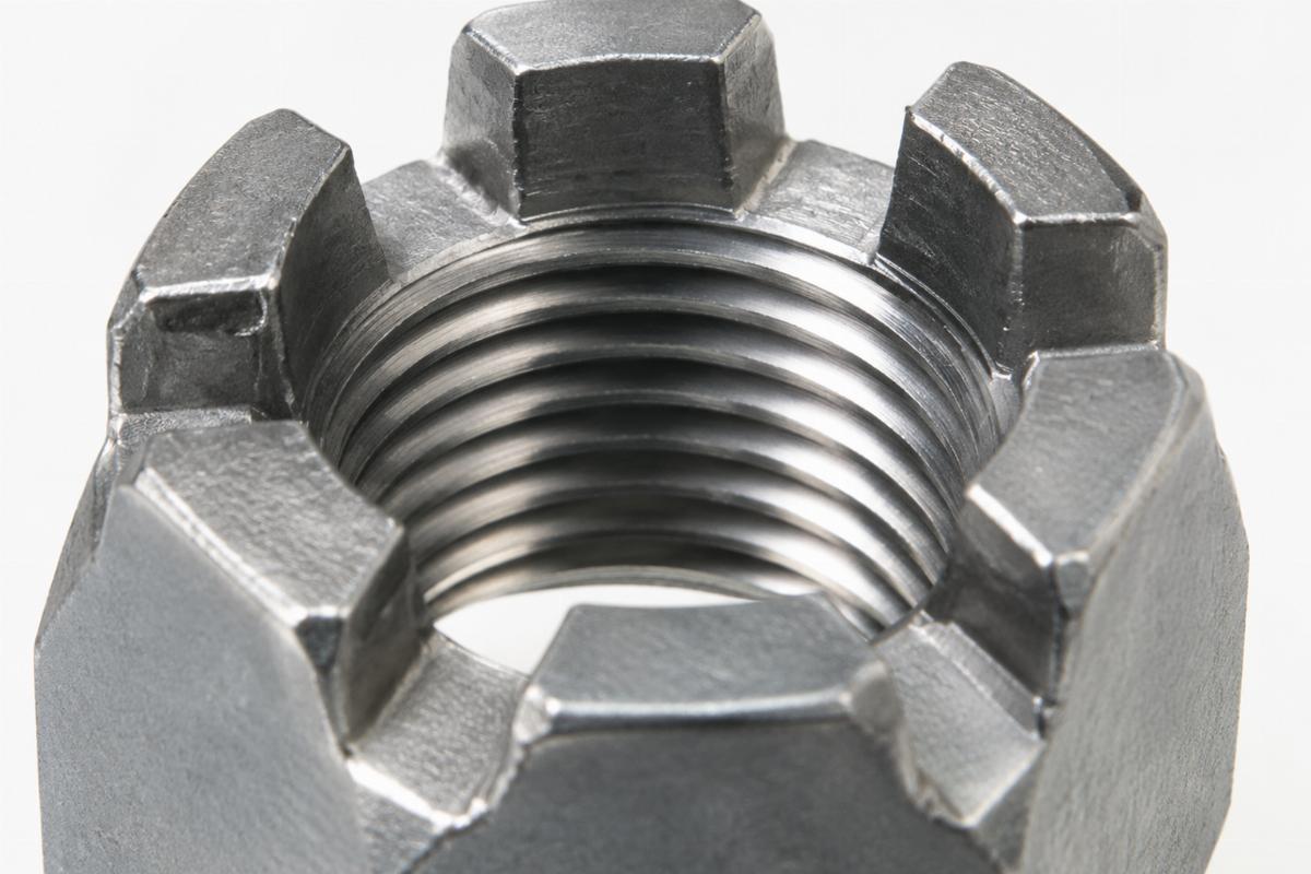 Close up of the 1"-24 thread pitch on the crown nut