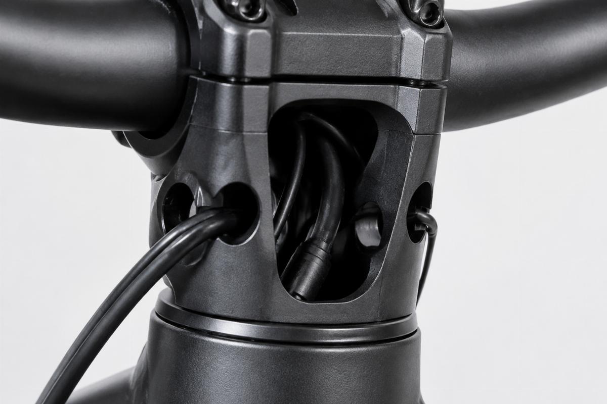Close up of the 1 inch riser mount area showing internal wiring holes