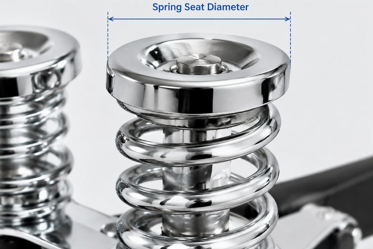 Close up of the chrome finish and spring seat diameter on the upper springs