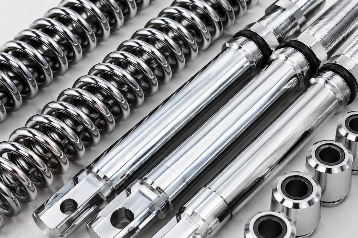 Close up of the chrome finish on the 8 piece spring set for OE spring forks