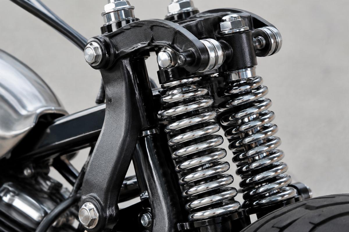Close up of the forged rockers and 1 piece rear legs on the springer assembly
