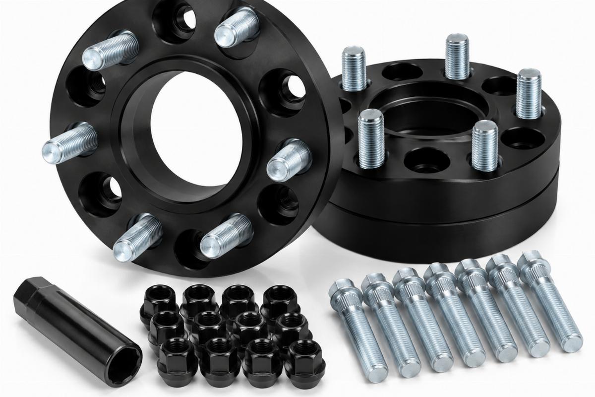 Close up of wheel spacers included in the kit