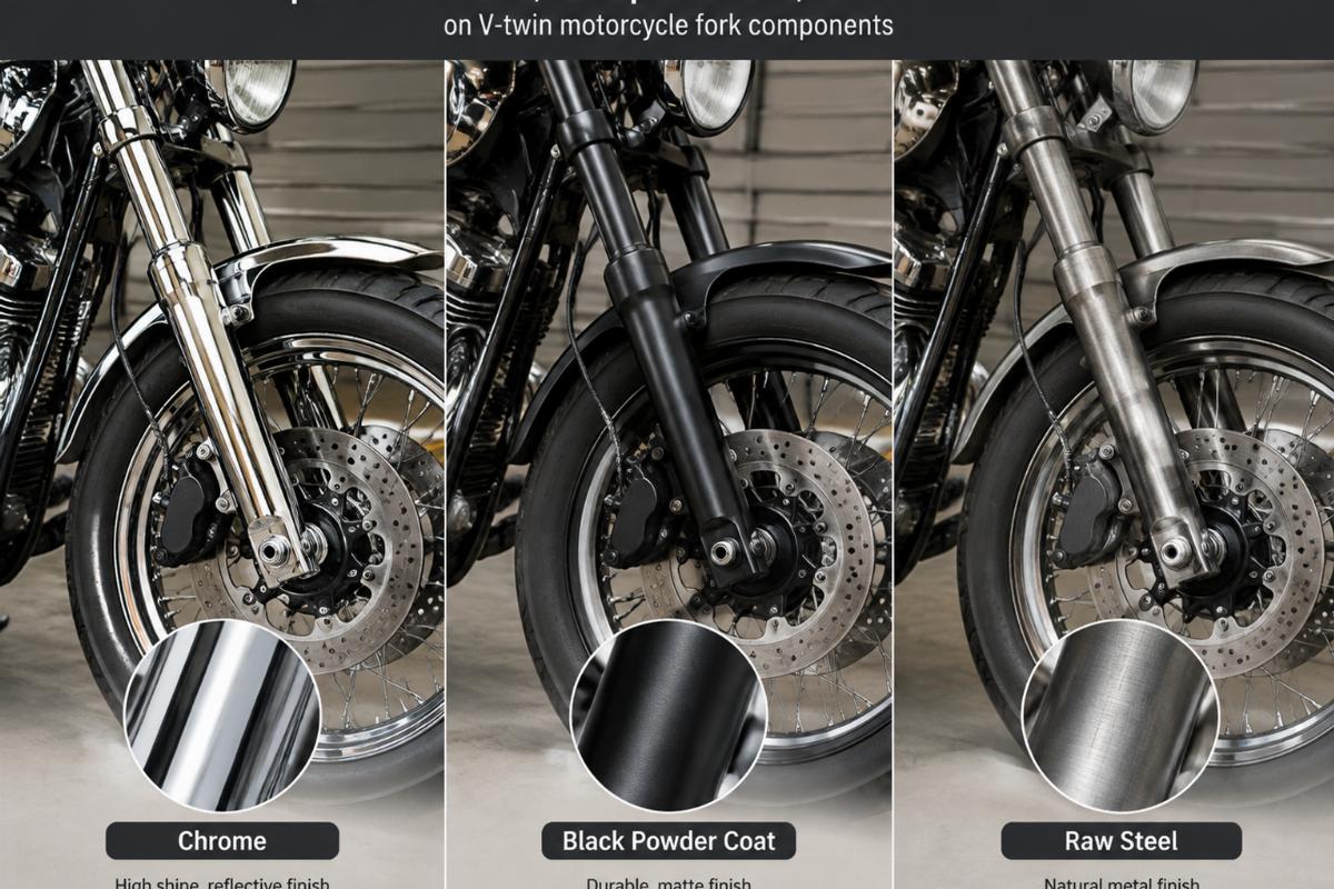 Wholesale Motorcycle Parts: Chrome vs Black Powder Coat vs Raw Finish