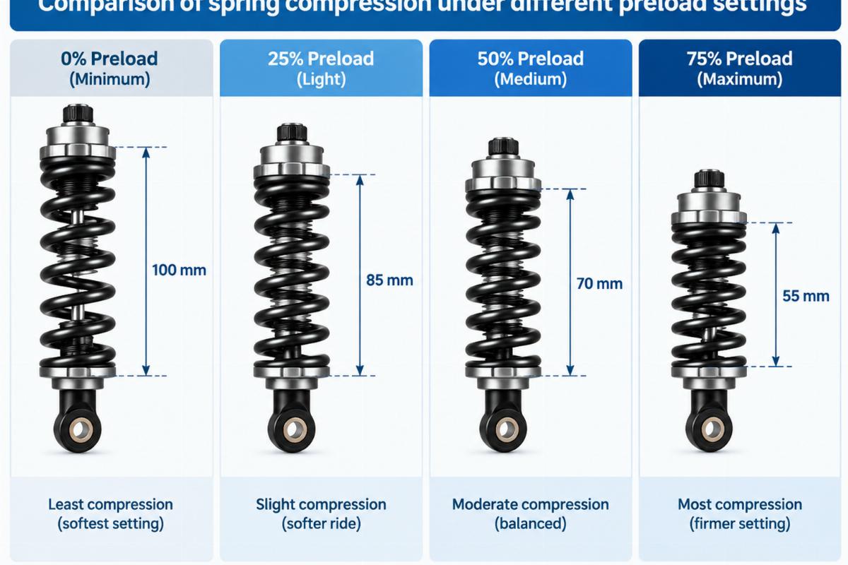 Comparison of spring compression under different preload settings