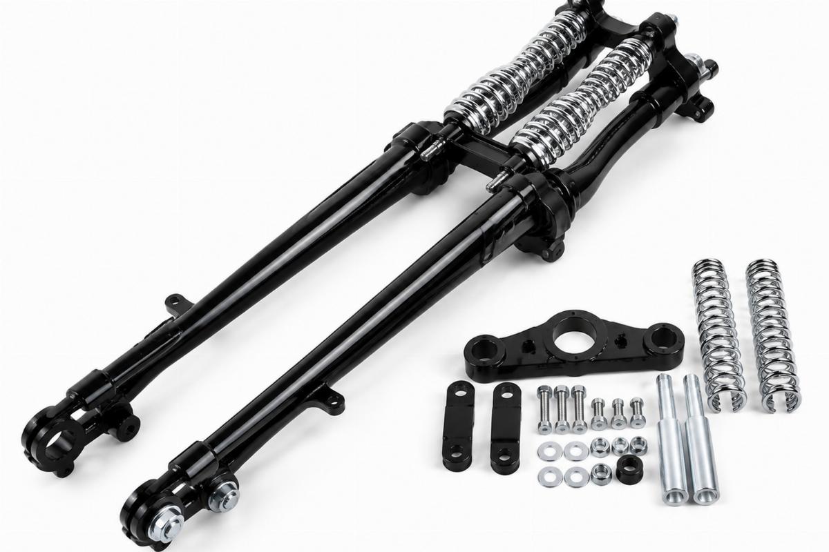 custom spring fork kit motorcycle aftermarket black finish and chrome springs view