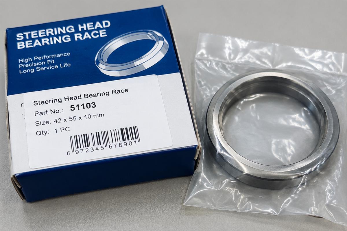 Detail of steering head bearing race packaging