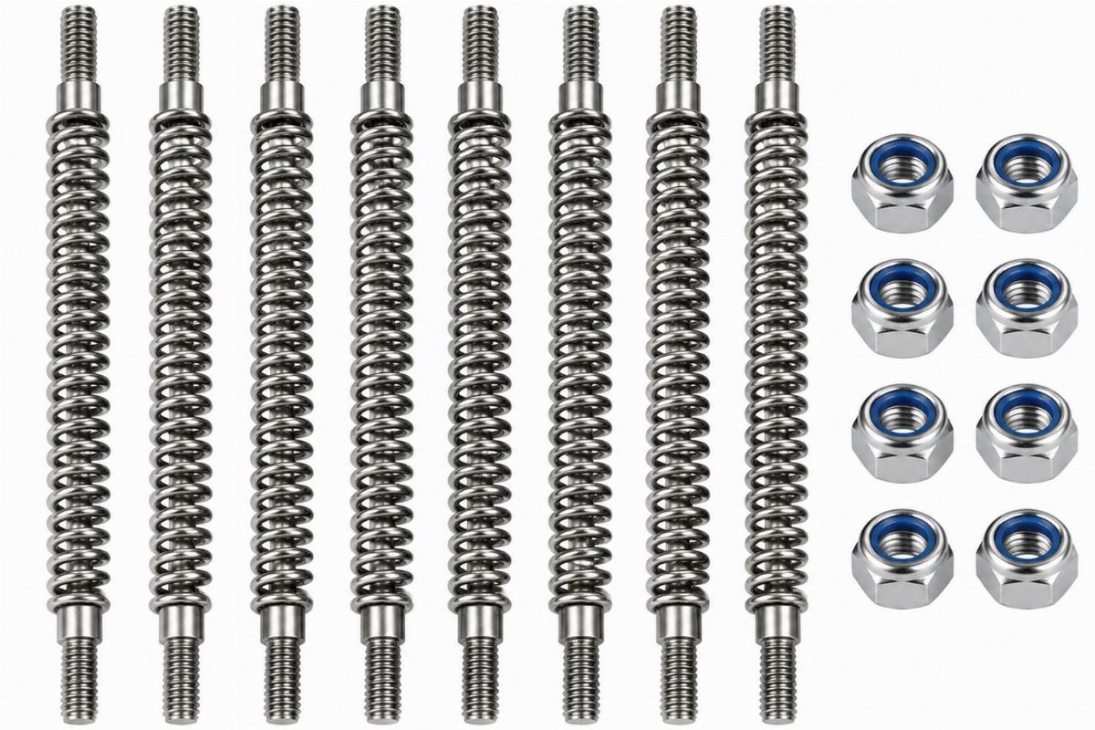 Detailed view of springer rods and nuts included in the kit