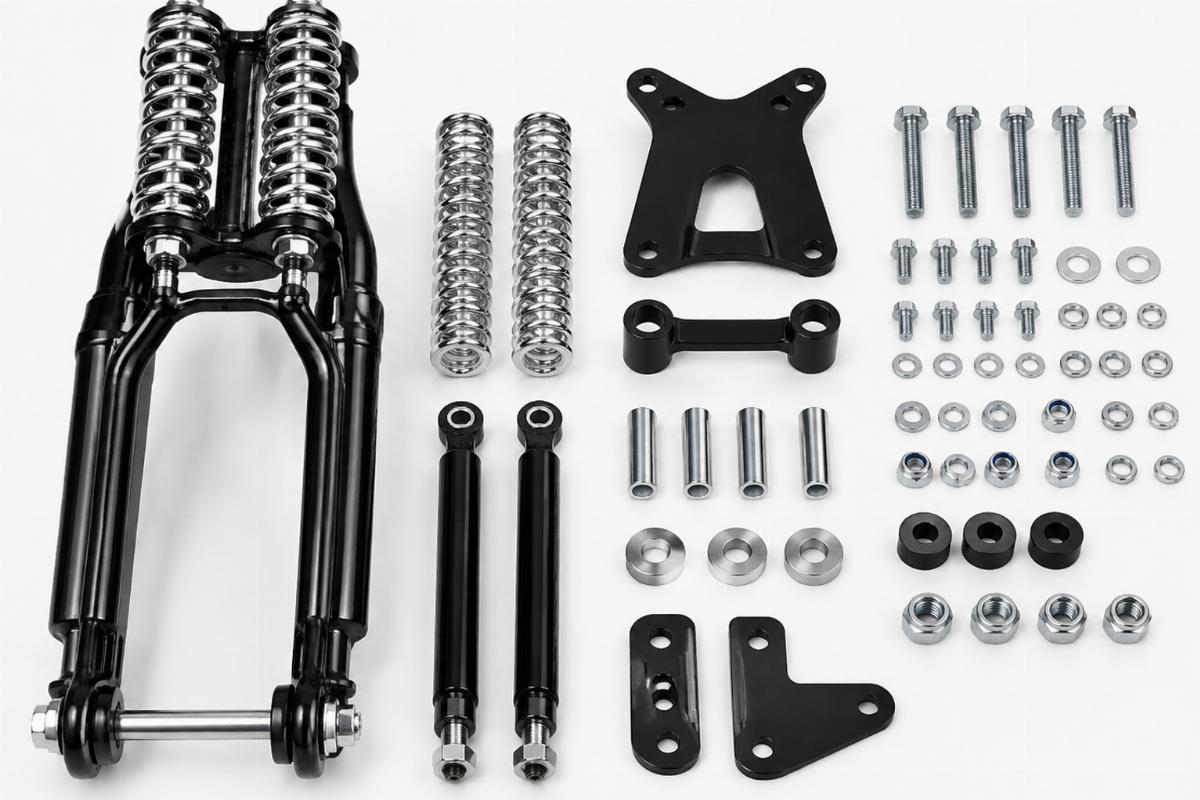 Detailed view of springer spring kit components and mounting hardware