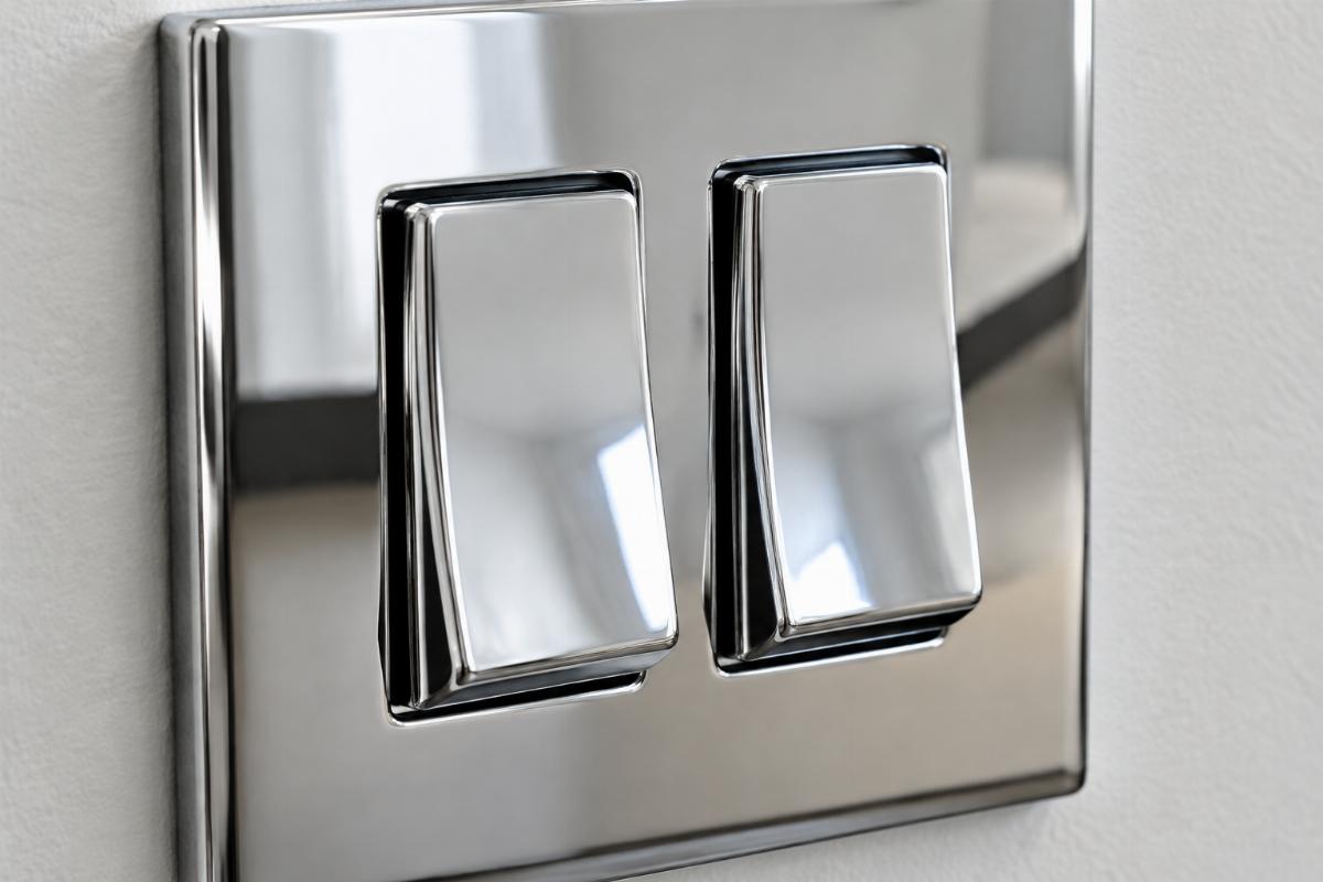 Detailed view of the chrome finish on the rocker pair