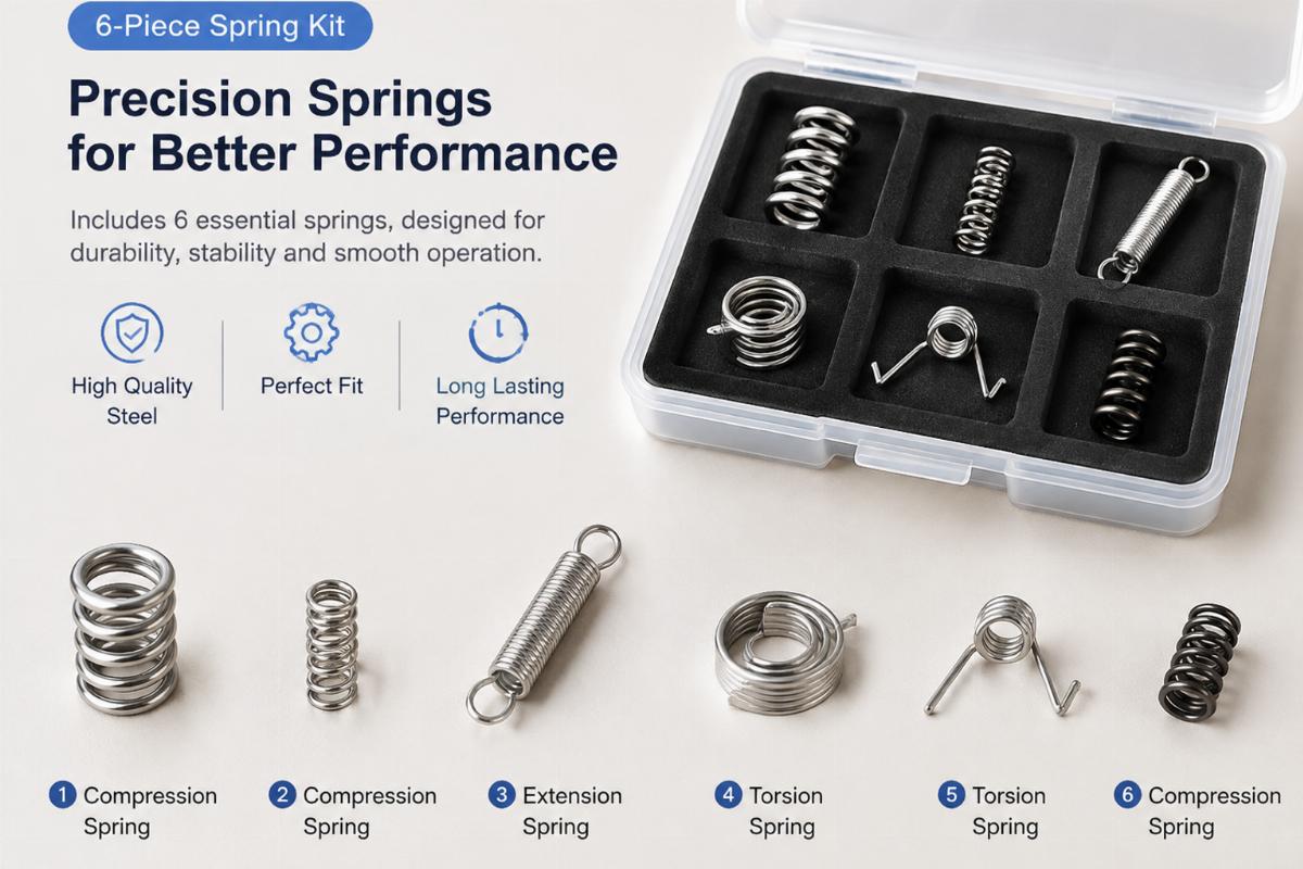 English alt describing a detail of the 6-piece spring kit