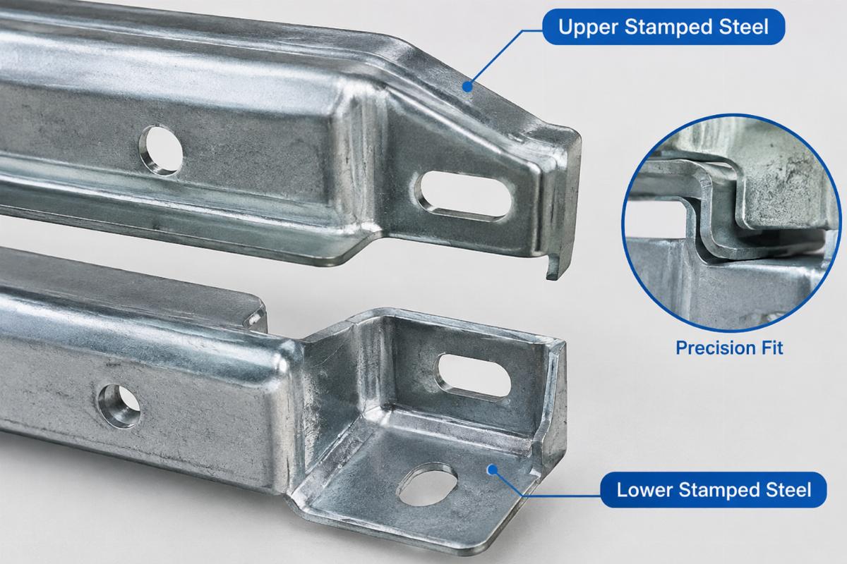 English alt describing a detail of the upper and lower stamped steel pair
